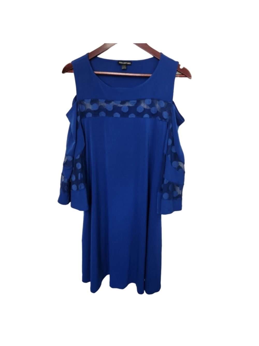 Nina Leo Ard Jewel Cold Shoulder Three-Quarter Sleeve Dress